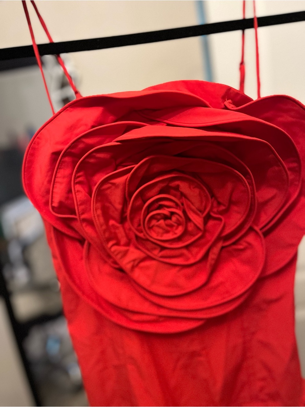 NWT FARM Rio Red Rose Applique Spaghetti-Strap Mini Dress - Picture 9 of 9